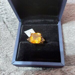 NWT Effy 14K YG over Silver 6 1/3 ct Citrine Ring with 1/8 ct Chocolate Quartz 7